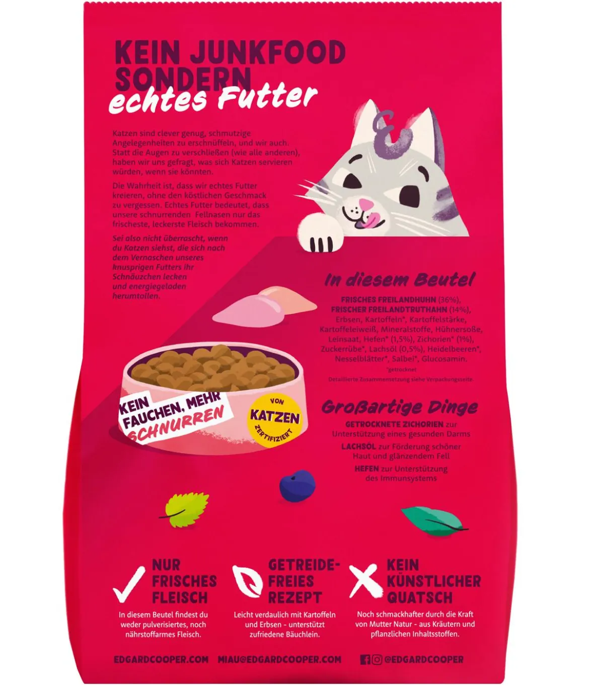 Edgard & Cooper Trockenfutter für Katzen Frisches Freilandhuhn & Freilandtruthahn, Senior, 2 kg