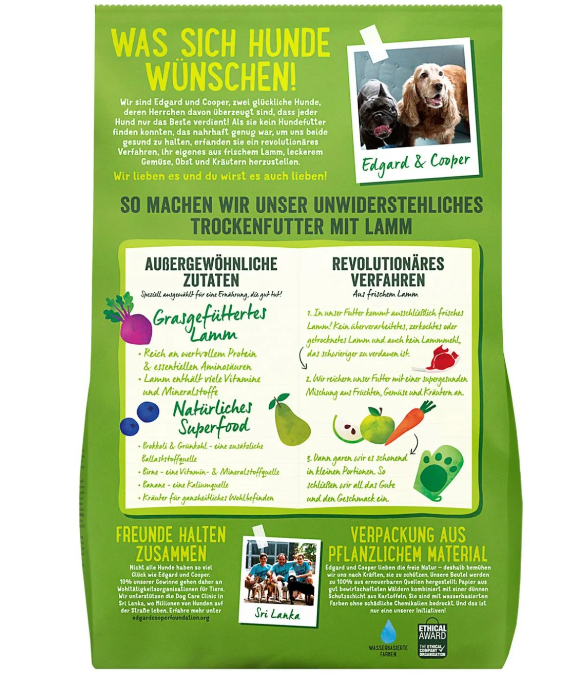 Edgard & Cooper Trockenfutter für Hunde, Unwiderstehliches Grasgefüttertes Lamm Adult