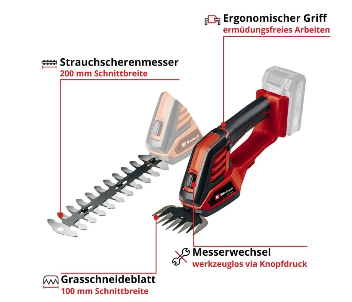 Einhell Akku Gras- und Strauchschere GE-CG 18/100 Li-Solo