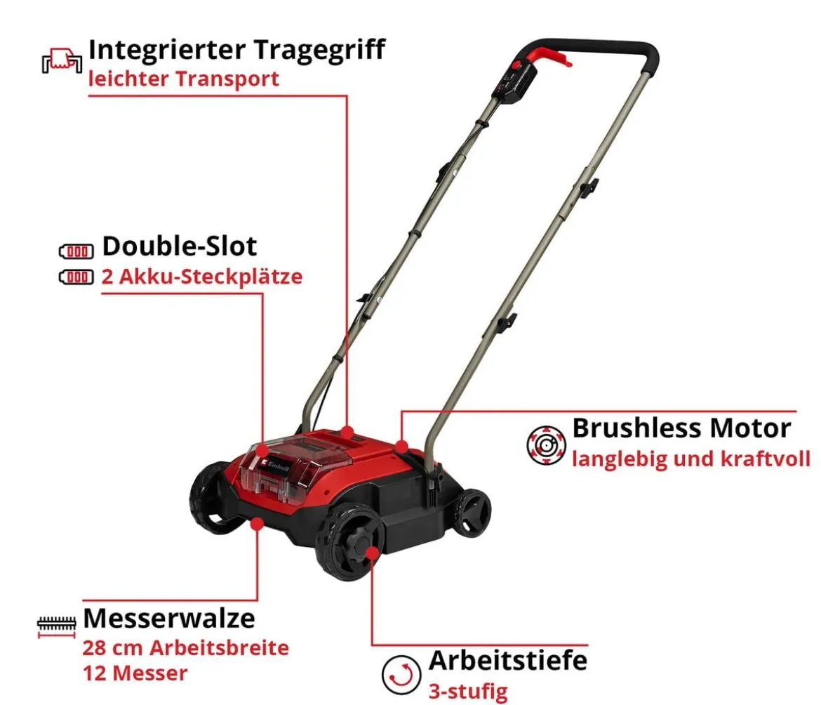 Einhell Akku-Vertikutierer-Lüfter GC-SC 18/28 DS Li-Solo