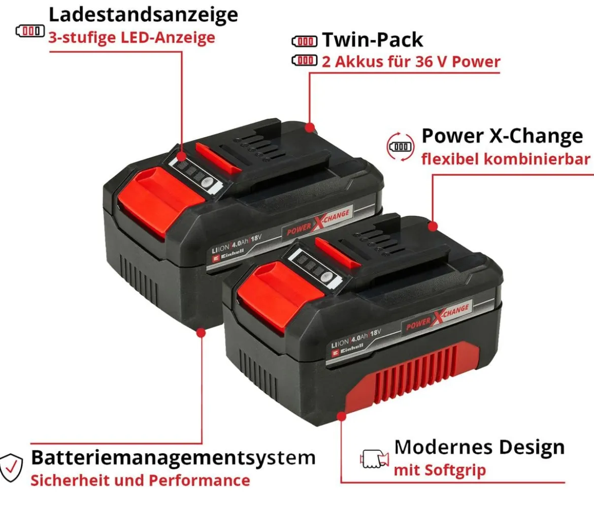 Einhell PXC-Twinpack, 2x 18V 4,0 Ah Akku