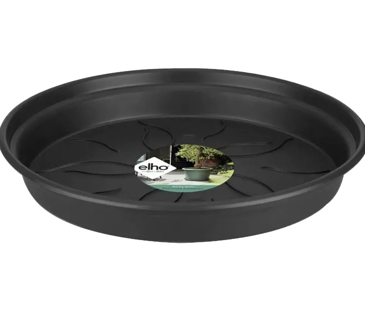 elho Green Basics Kunststoff-Untersetzer, rund, schwarz, ca. Ø25/H4 cm