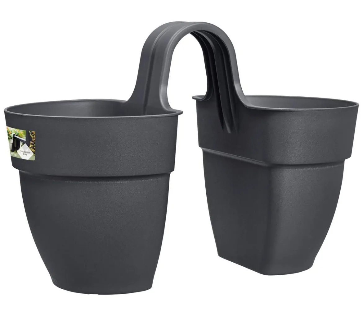 elho Kunststoff-Relingtöpfe Vibia Campana, anthrazit, ca. B27/H21/T38 cm