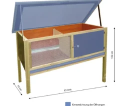 Elmato® Kaninchenstall Iso-Holzheim, ca. B132/H102/T70 cm