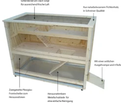 Elmato® Nager-Zimmervoliere Luxus auf Rollen, ca. B117/H94/T62 cm