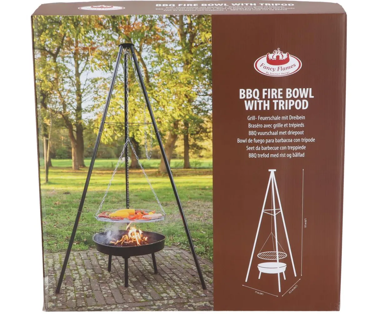 Esschert Grill-Feuerschale inkl. Dreibein, ca. B67,5/H157/T77 cm