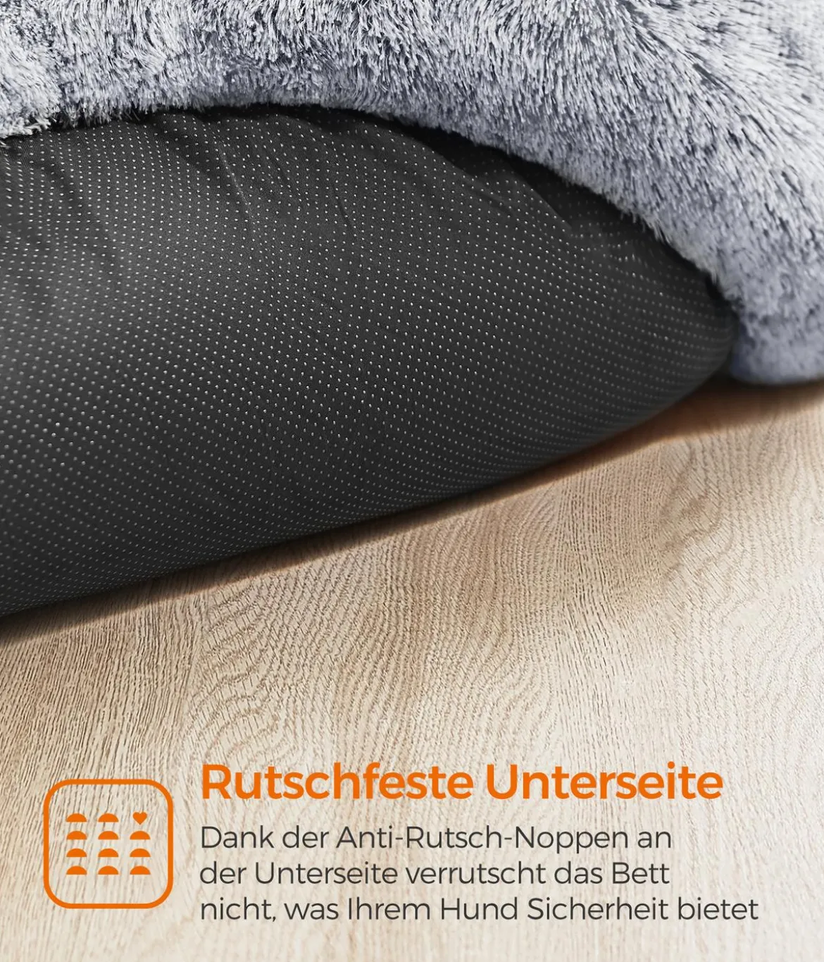 Feandrea Hundebett, rund, grau, ca. Ø80/H20 cm