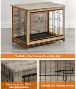 Feandrea Hundekäfig, greige, ca. B82,5/H64/T56 cm