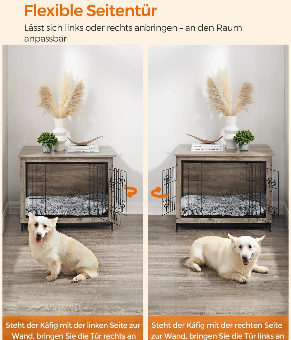 Feandrea Hundekäfig, greige, ca. B82,5/H64/T56 cm