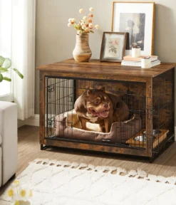 Feandrea Hundekäfig, vintage brown, ca. B98/H68/T65 cm
