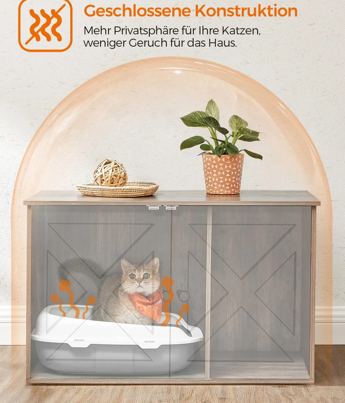 Feandrea Katzenklo-Schrank mit Türen, ca. B80/H49,2/T53 cm