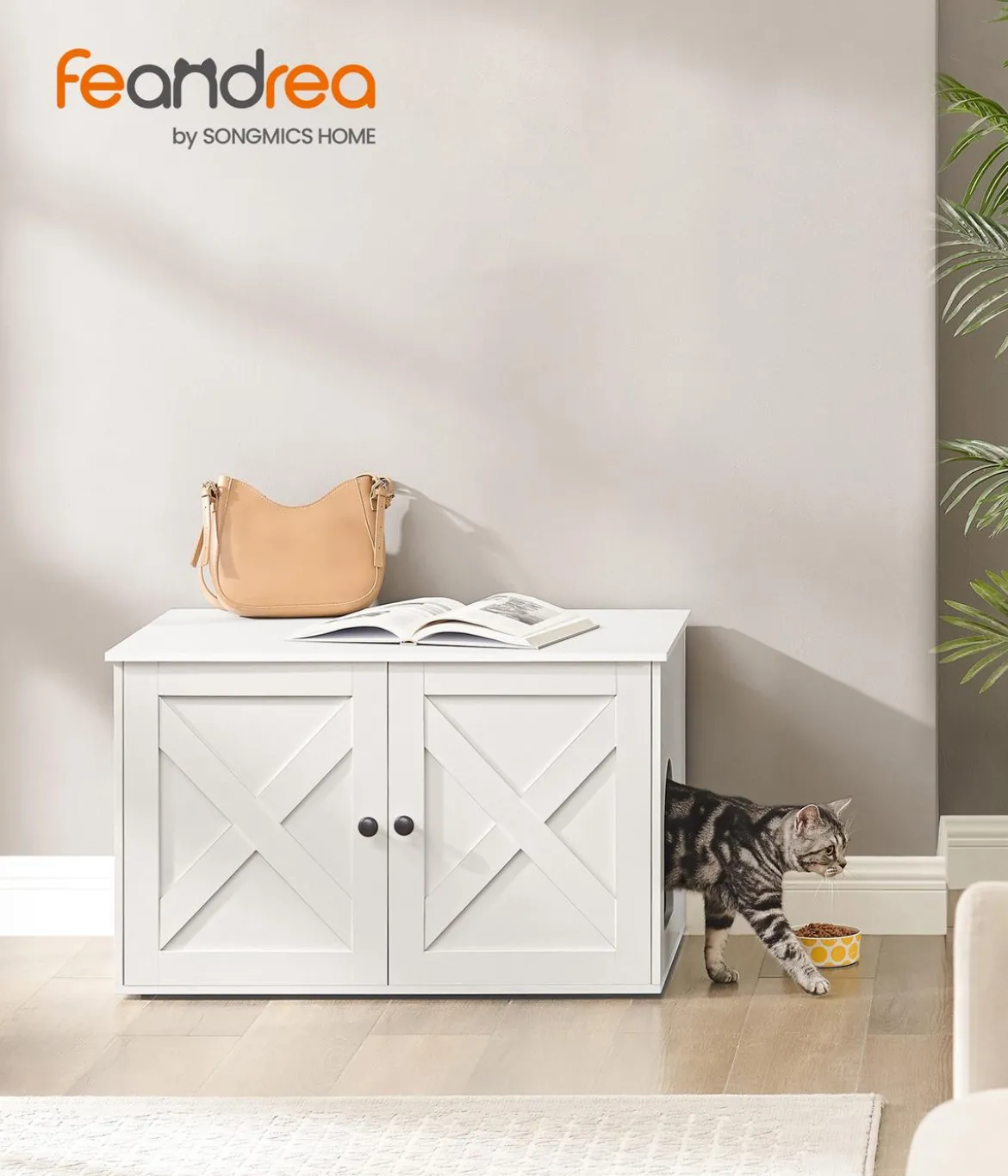 Feandrea Katzenklo-Schrank mit Türen, ca. B80/H49,2/T53 cm