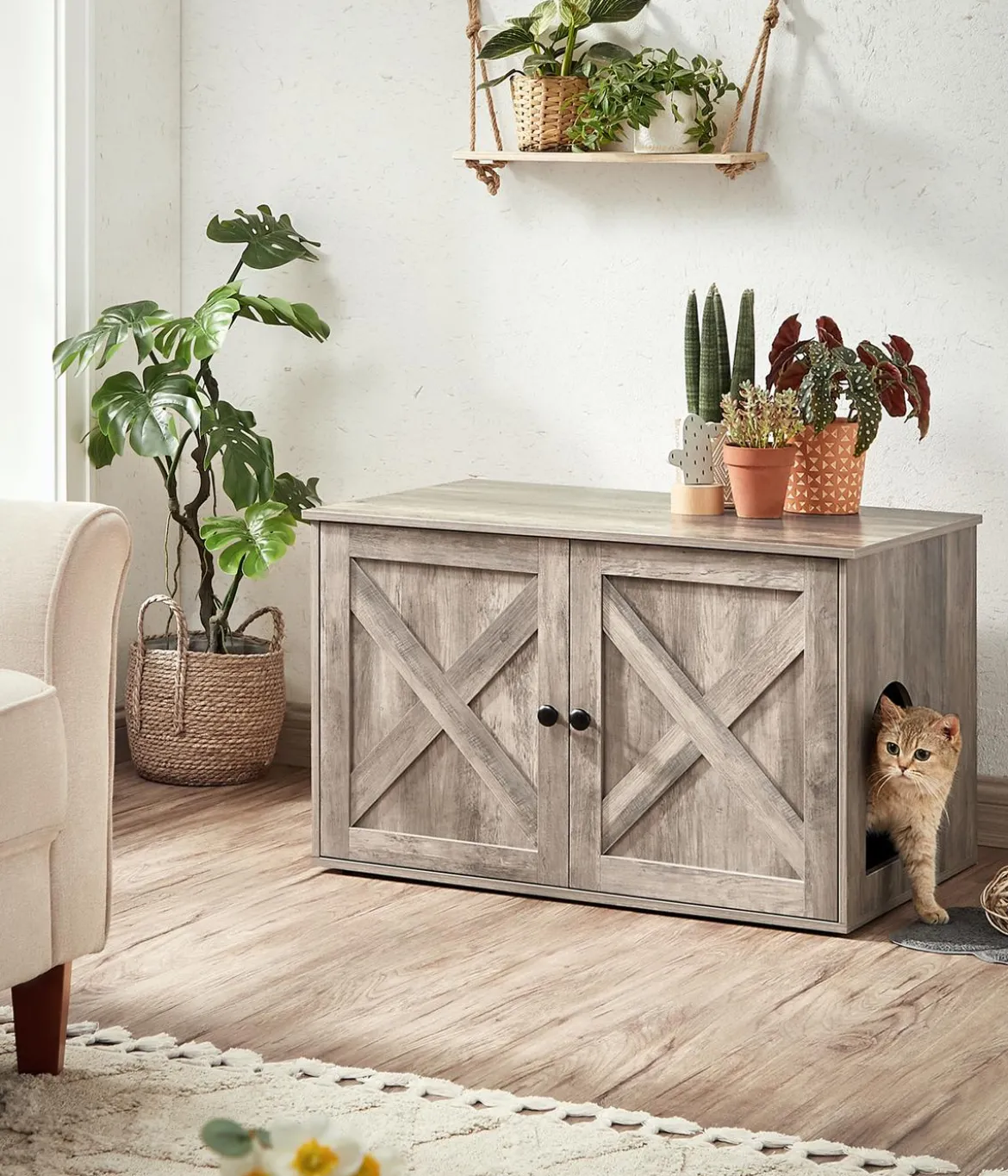Feandrea Katzenklo-Schrank mit Türen, ca. B80/H49,2/T53 cm