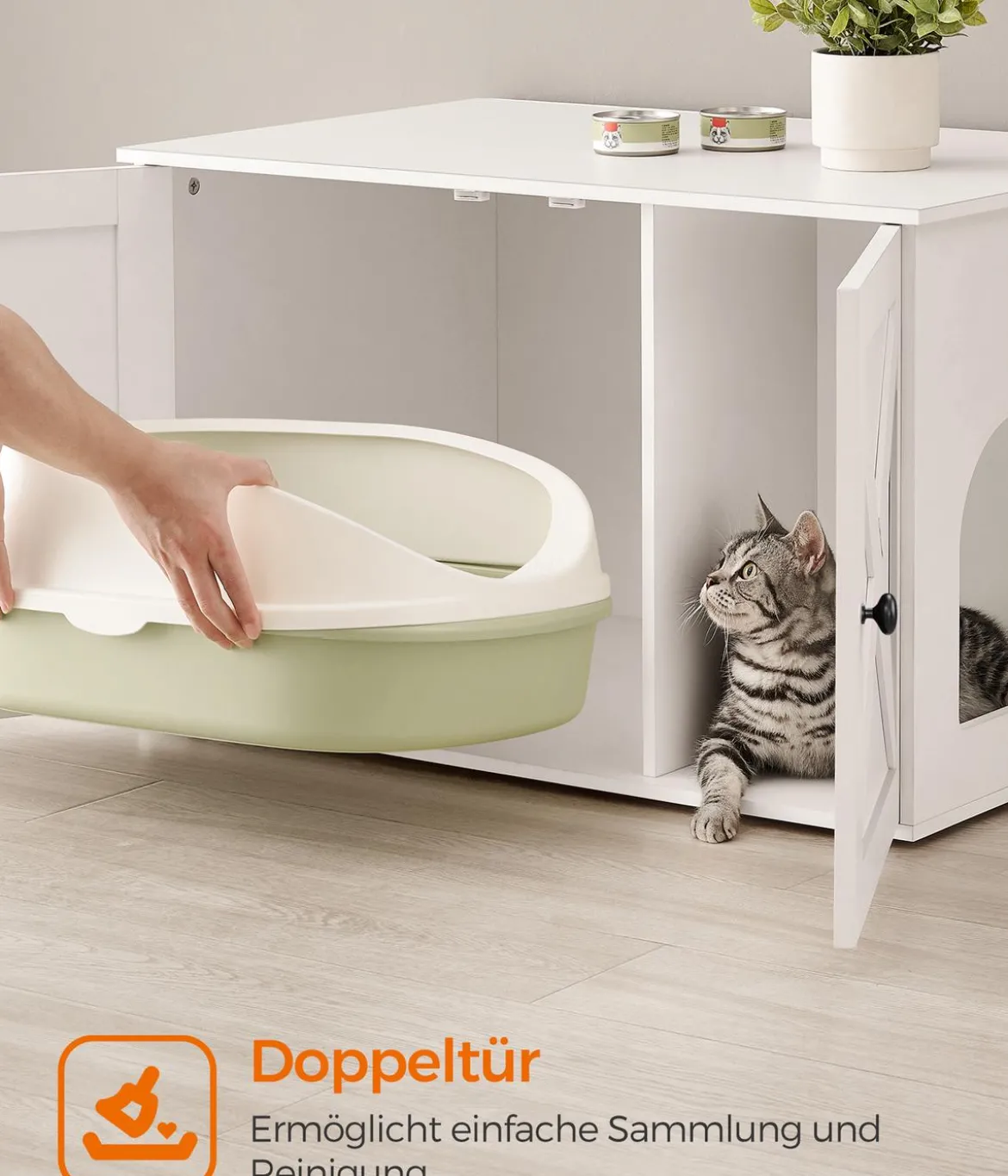 Feandrea Katzenklo-Schrank mit Türen, ca. B80/H49,2/T53 cm