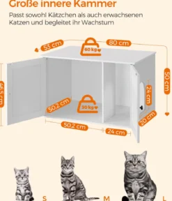 Feandrea Katzenklo-Schrank mit Türen, ca. B80/H49,2/T53 cm