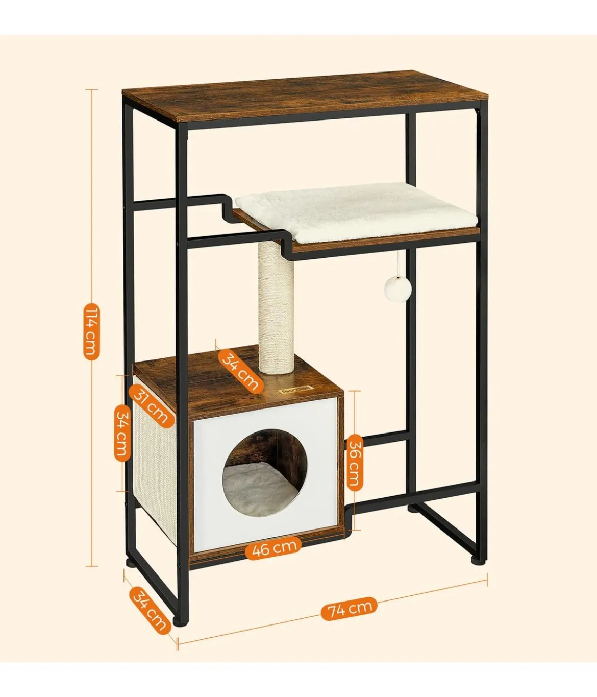 Feandrea Kratzbaum, braun, ca. B74/H114/T34 cm