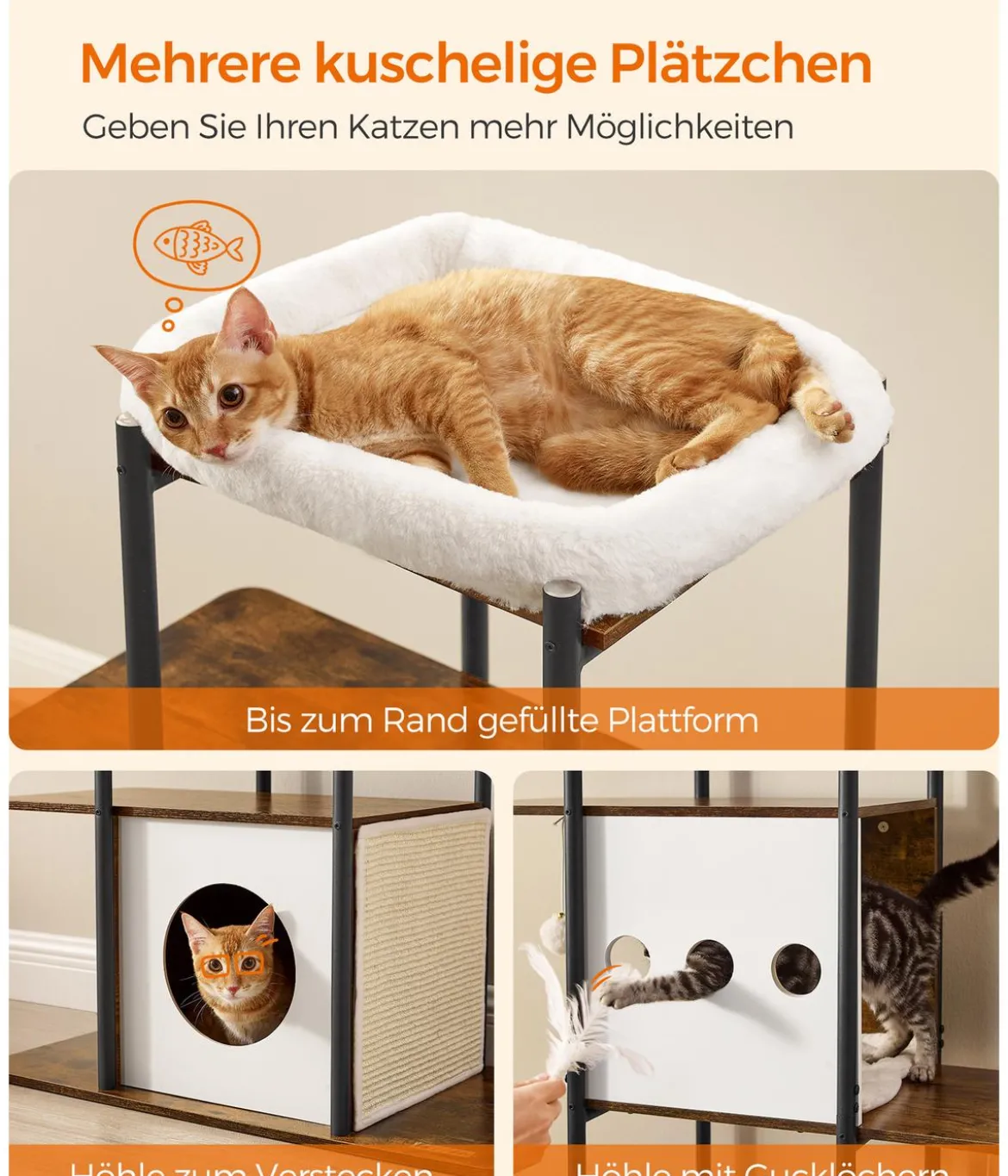 Feandrea Kratzbaum, braun/weiß, ca. B80/H153/T40 cm