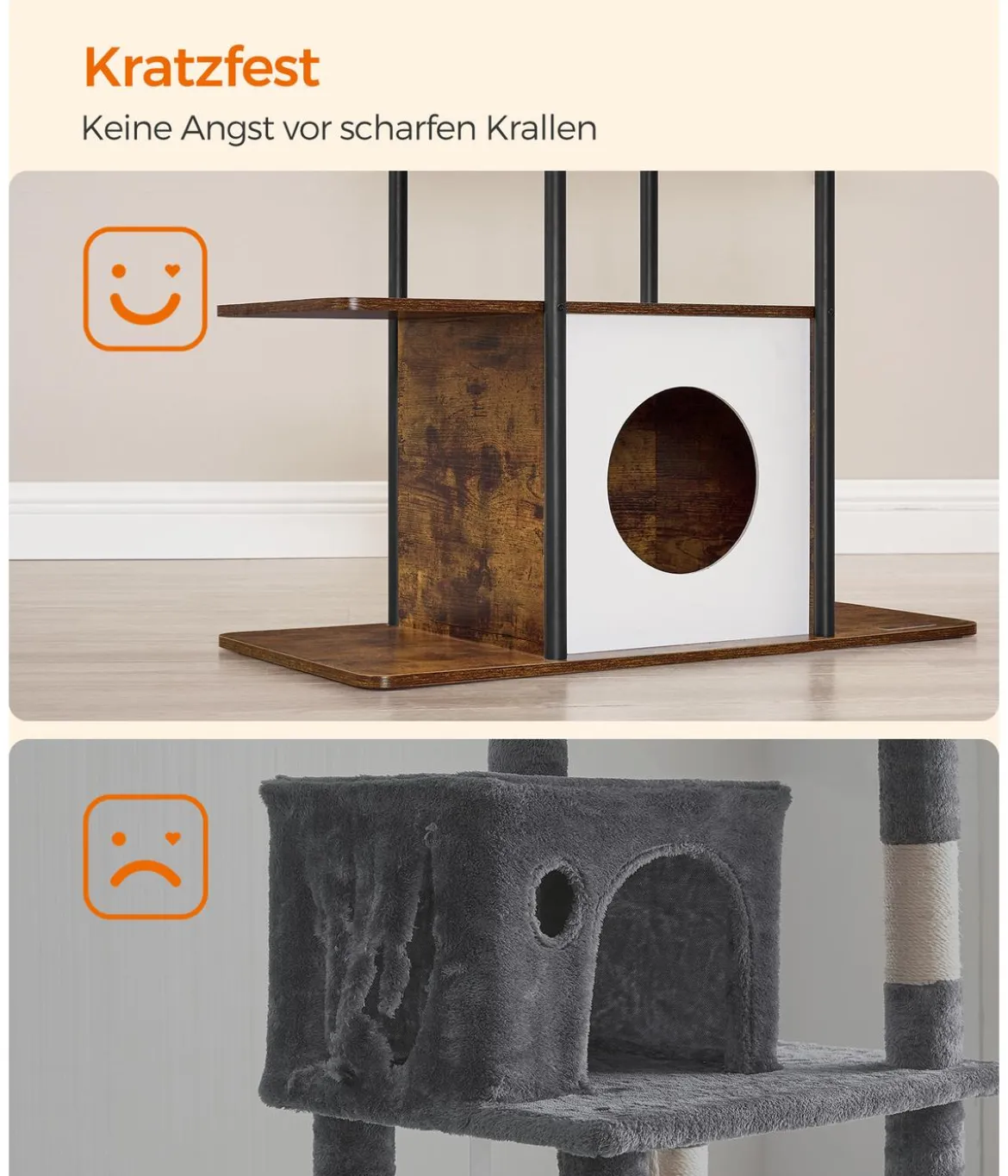 Feandrea Kratzbaum, braun/weiß, ca. B80/H153/T40 cm