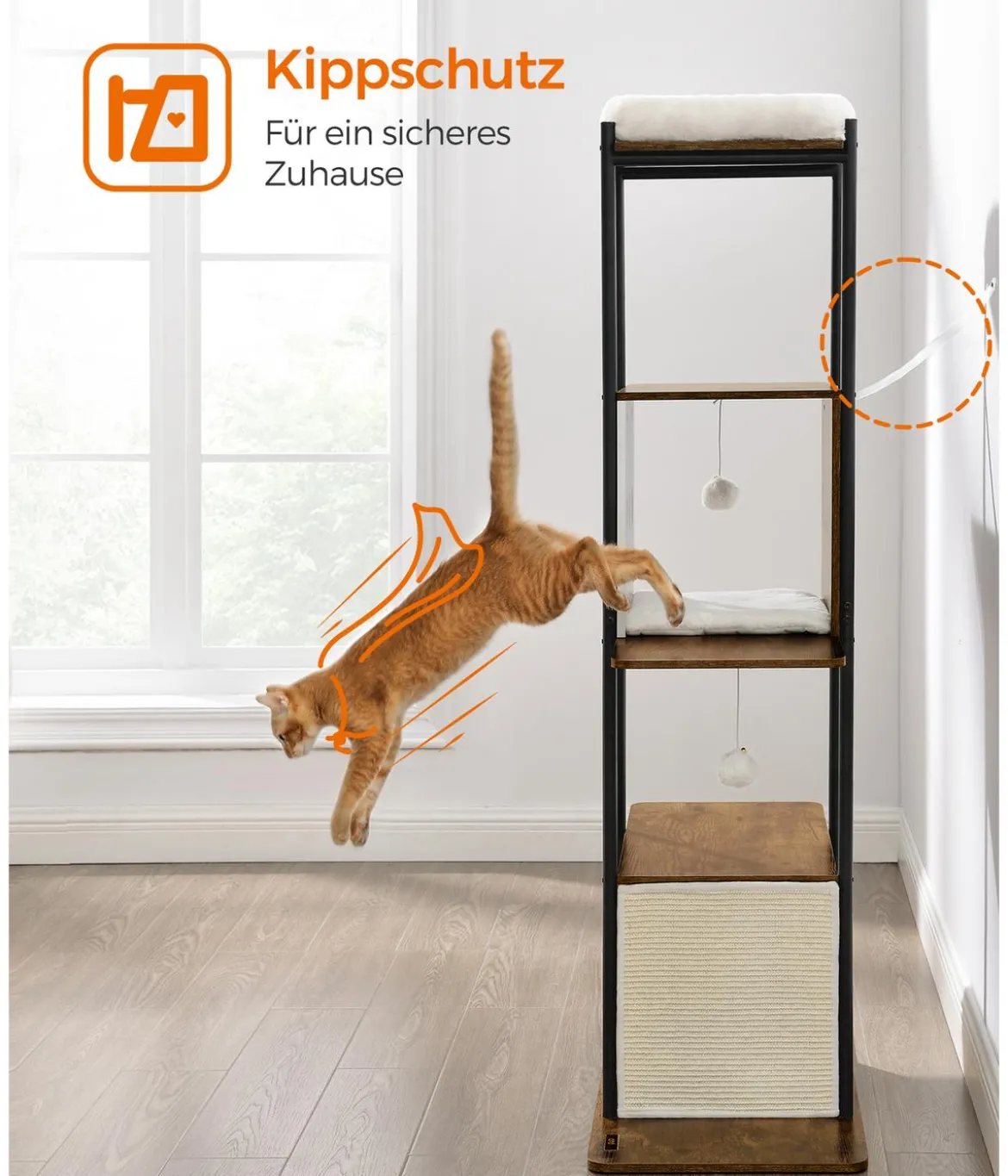 Feandrea Kratzbaum, braun/weiß, ca. B80/H153/T40 cm
