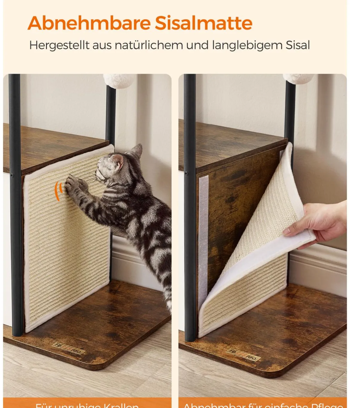 Feandrea Kratzbaum, braun/weiß, ca. B80/H153/T40 cm
