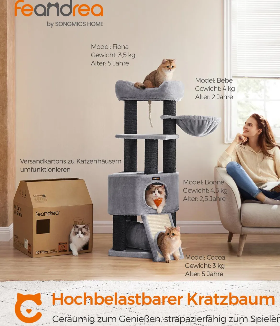 Feandrea Kratzbaum, ca. B50/H141/T50 cm