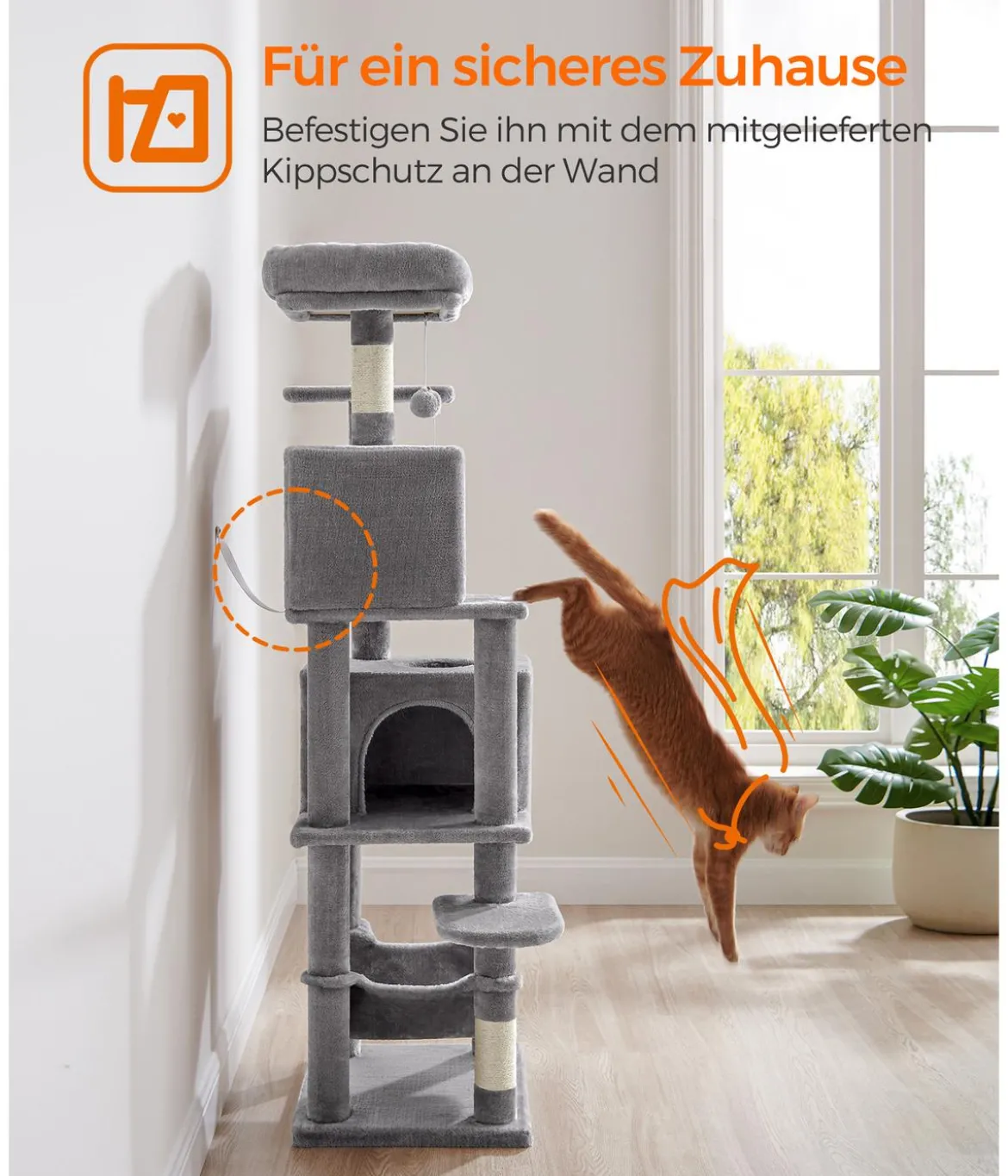 Feandrea Kratzbaum, hellgrau, ca. B49/H155/T40 cm