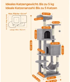 Feandrea Kratzbaum, hellgrau, ca. B49/H155/T40 cm
