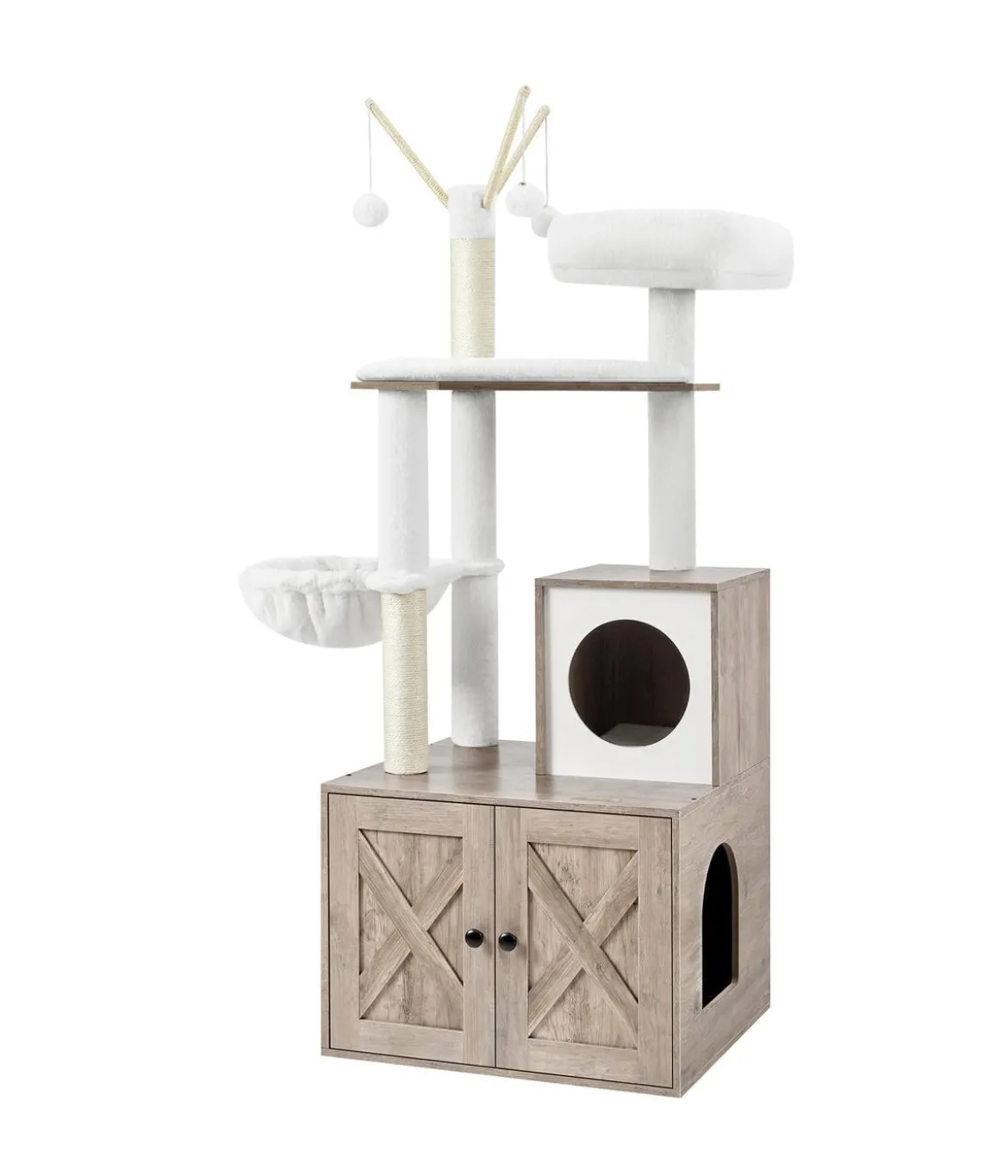 Feandrea Kratzbaum mit Katzenklo-Schrank, ca. B87,6/H151/T61,2 cm
