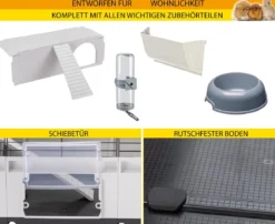 ferplast Nagerheim Modular 4, hellgrau, ca. B179/H56/T72 cm