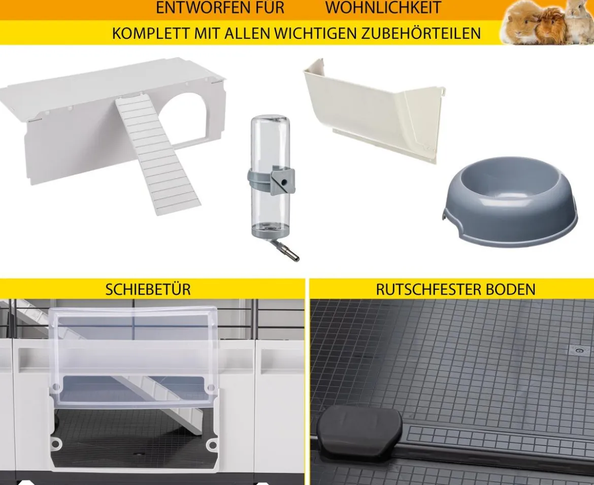 ferplast Nagerheim Modular 3, hellgrau, ca. B144/H56/T72 cm