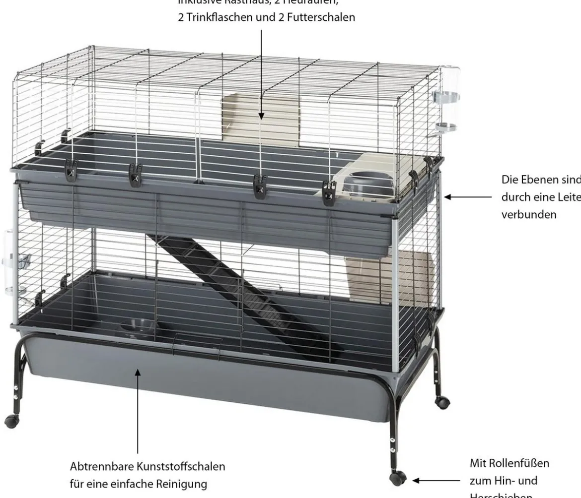 ferplast Nagerheim Rabbit 120 Double, grau, ca. B118/H117/T58 cm