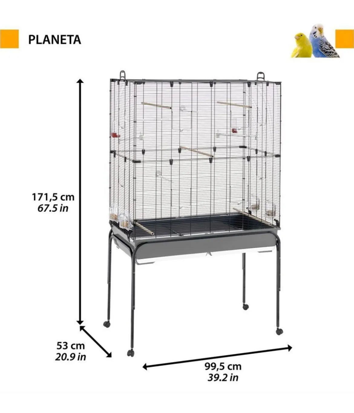 ferplast Vogelheim Planeta, schwarz, ca. B99,5/H170/T53 cm