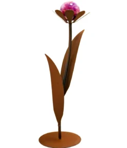 Ferrum Metall-Blume Jessy mit Glaskugel, ca. H77 cm
