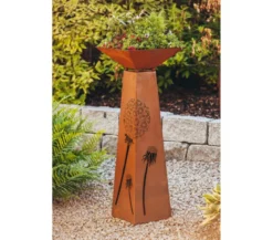 Ferrum Metall-Säule Trapez Pusteblume, ca. B30/H116,5/T30 cm, rost
