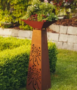 Ferrum Rost-Säule Trapez Strohblume