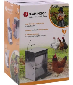 Flamingo Futterautomat Timo mit Trittklappe, Silber