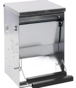 Flamingo Futterautomat Timo mit Trittklappe, Silber