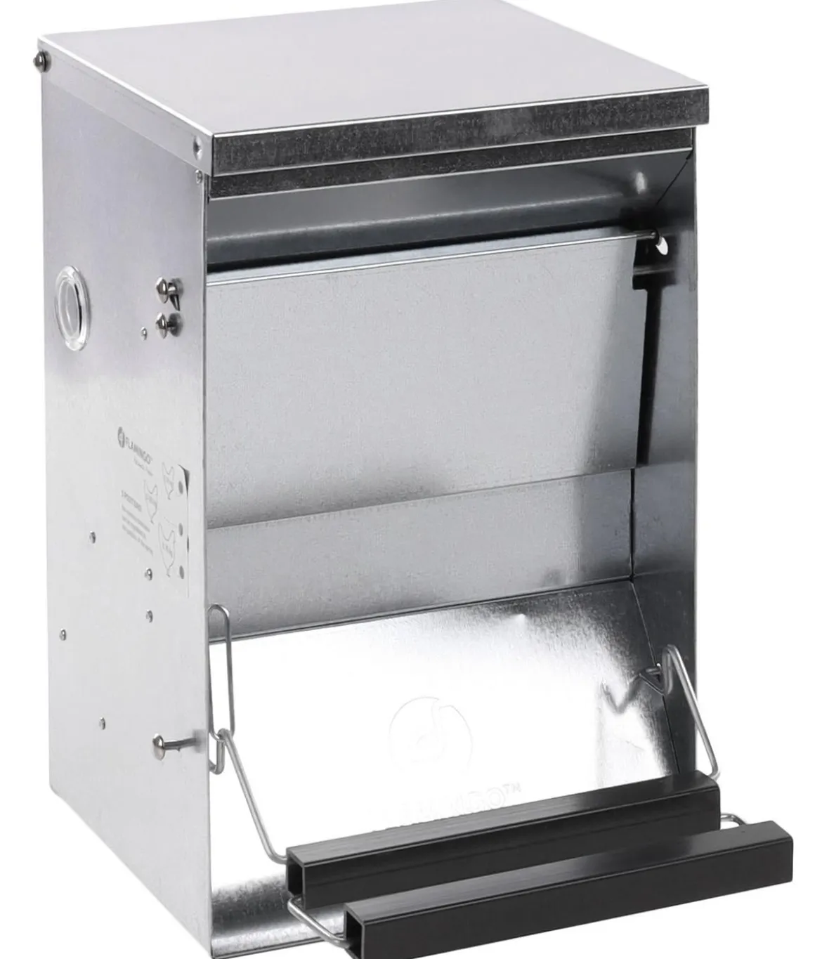 Flamingo Futterautomat Timo mit Trittklappe, Silber