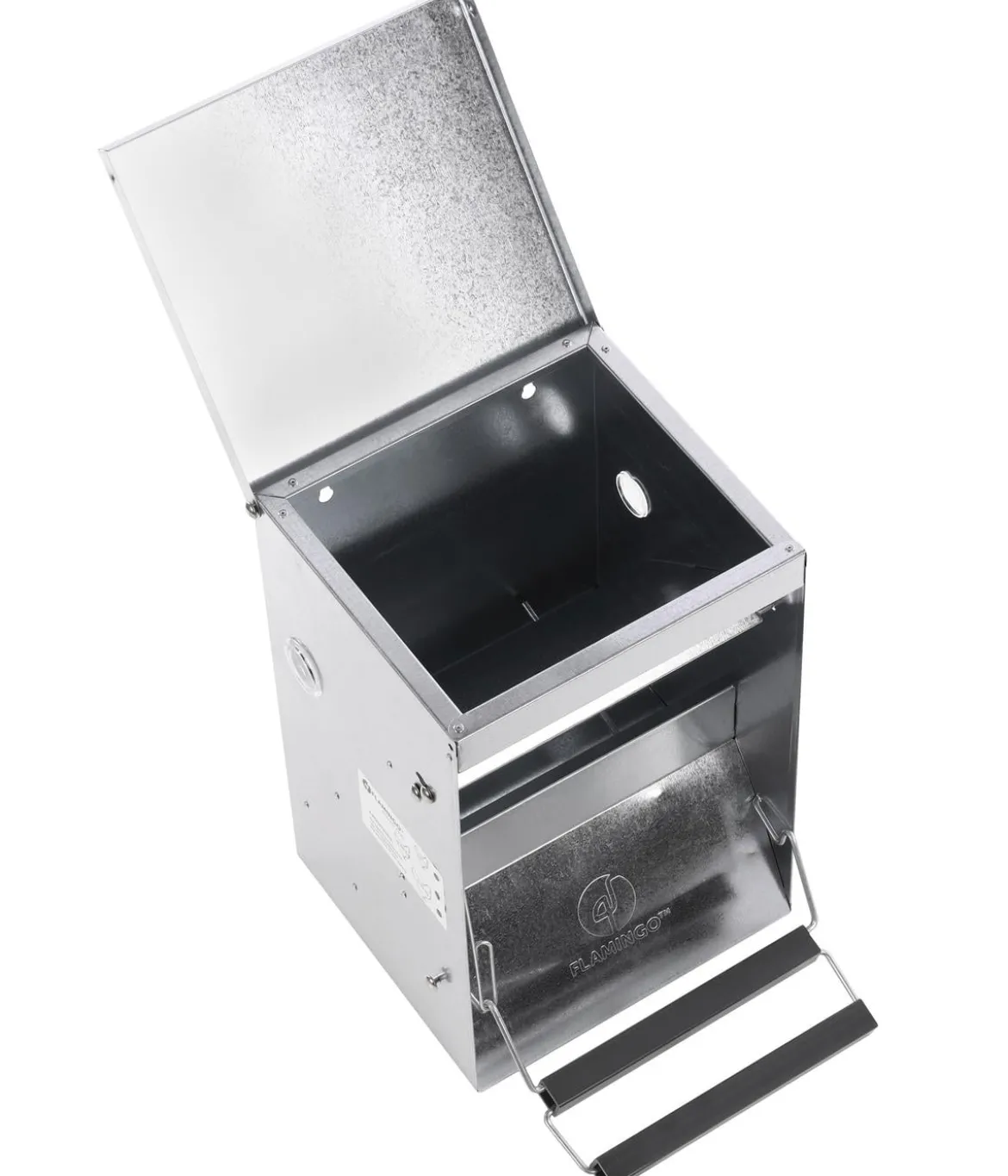 Flamingo Futterautomat Timo mit Trittklappe, Silber