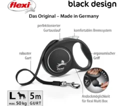 flexi® Hundeleine Gurt-Leine Black Design, L, 5 m
