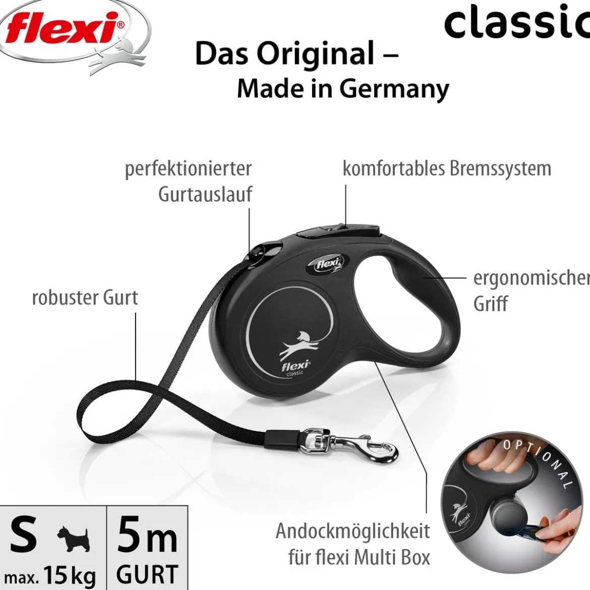flexi® Hundeleine Gurt-Leine Classic, S, 5 m