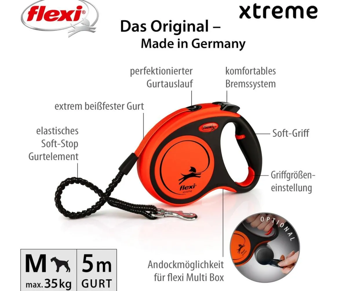 flexi® Hundeleine Gurt-Leine XTREME, M, schwarz/orange, 5 m