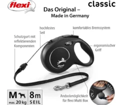 flexi® Hundeleine Seil-Leine Classic, M, 8 m