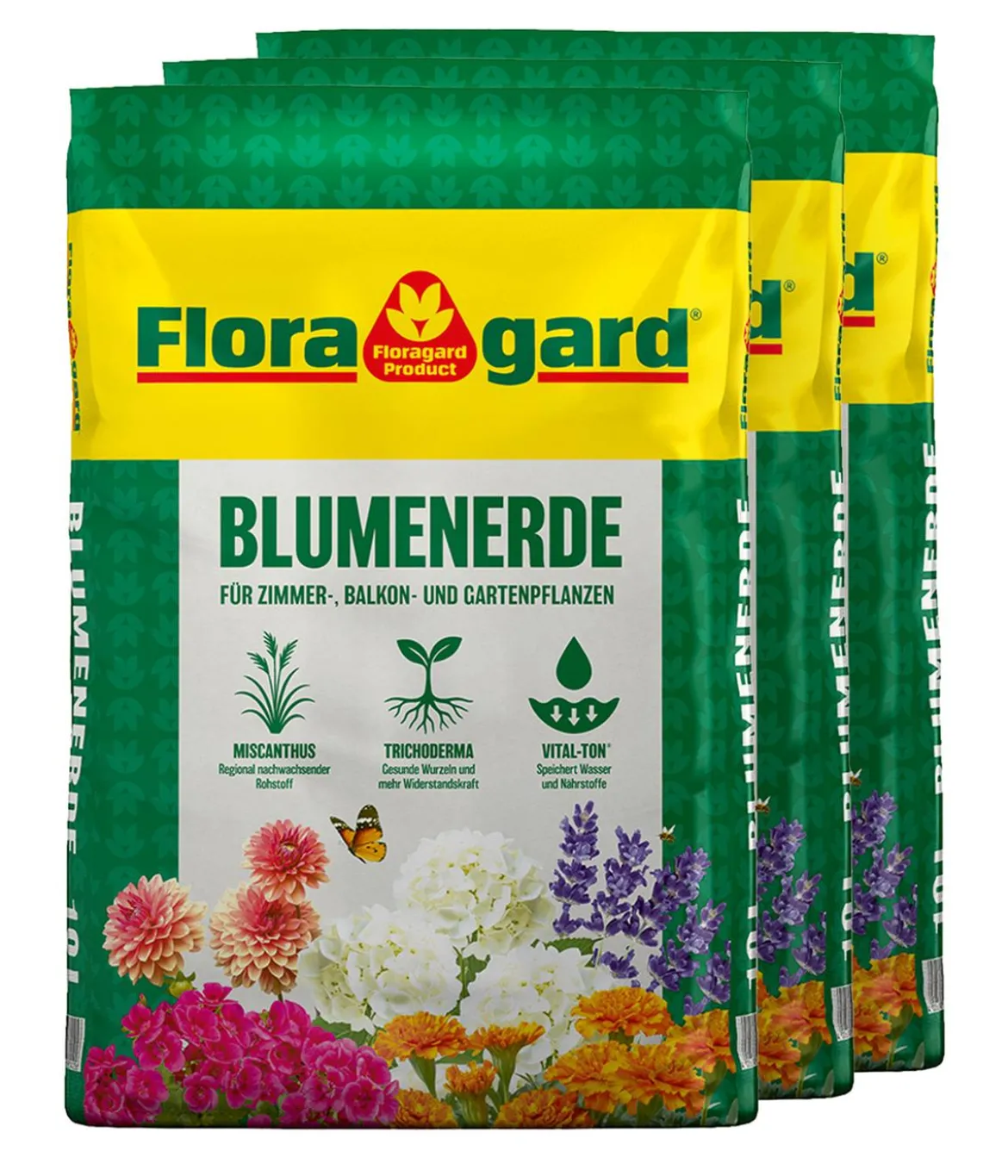 Floragard Blumenerde, 3 x 10 l