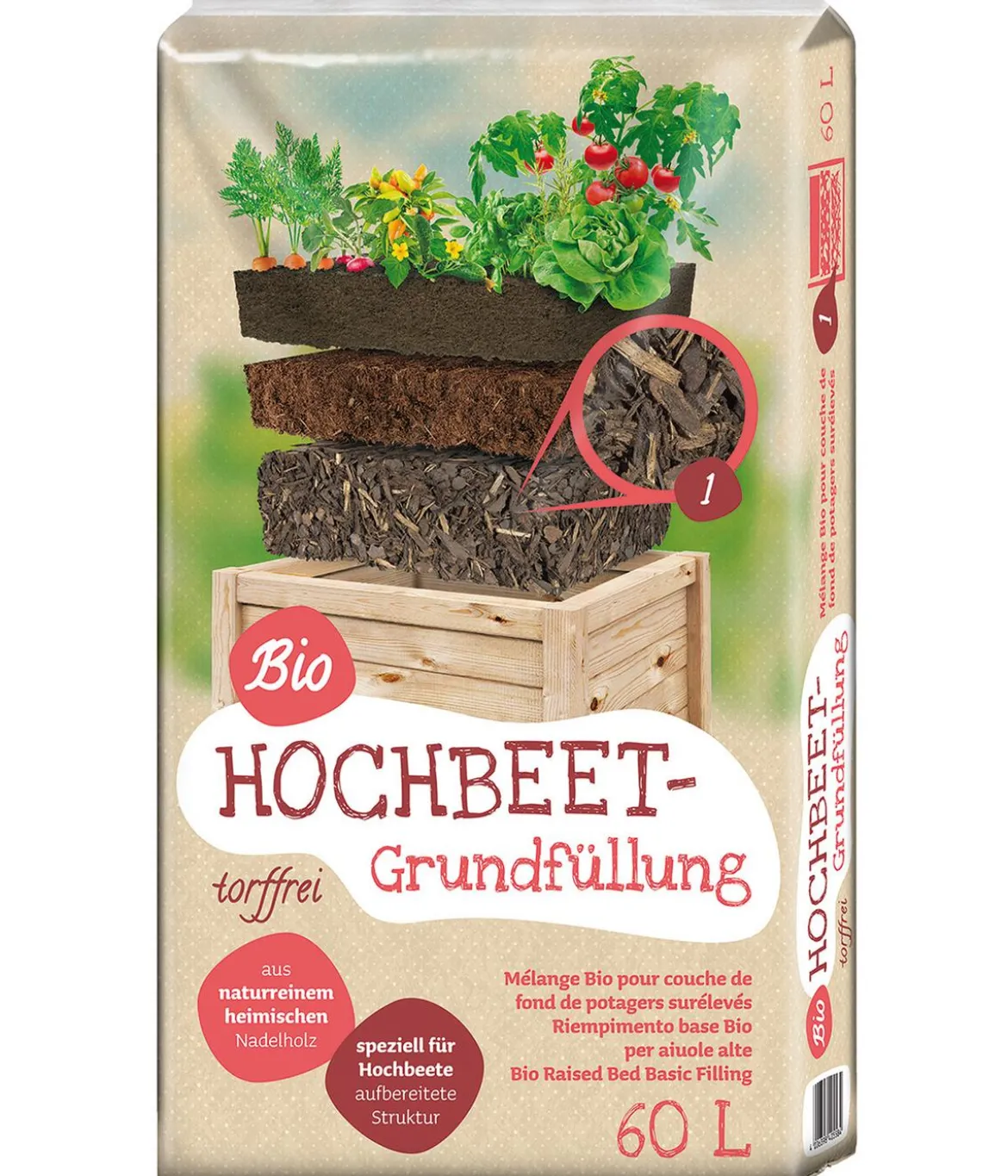 Floragard Hochbeet-Set inkl. 540 l Bio-Füllung, ca. B120/H80/T80 cm