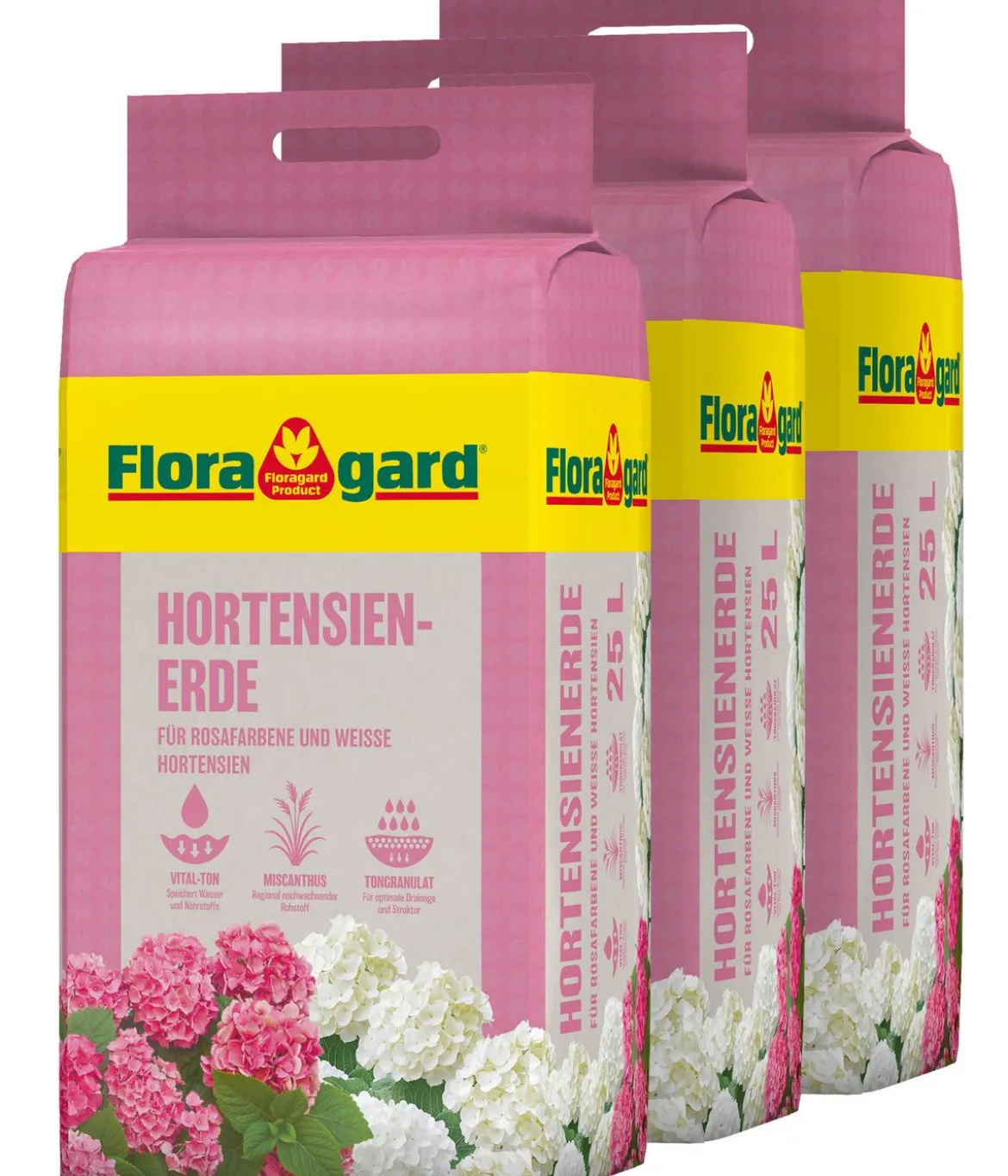 Floragard Hortensienerde, 3 x 25 l