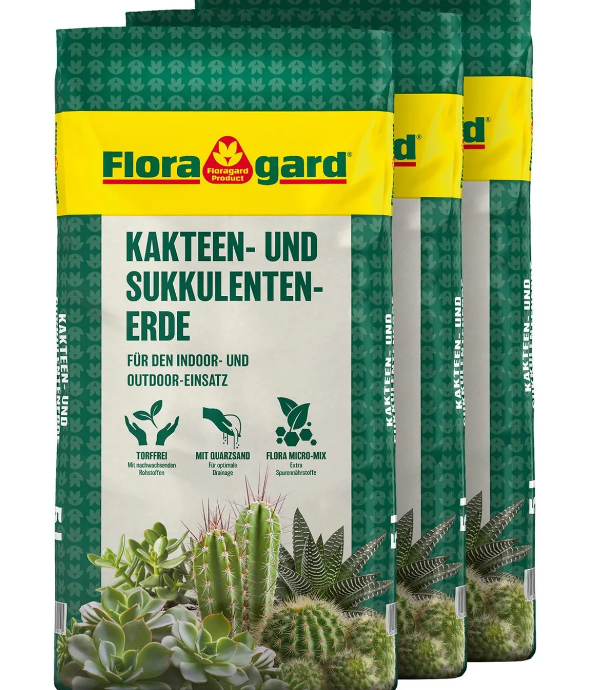 Floragard Kakteen- und Sukkulentenerde, 3 x 10 l