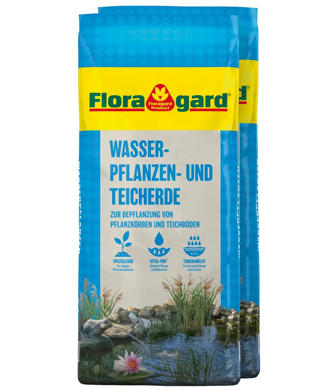 Floragard Wasserpflanzen- und Teicherde, 2 x 18 l