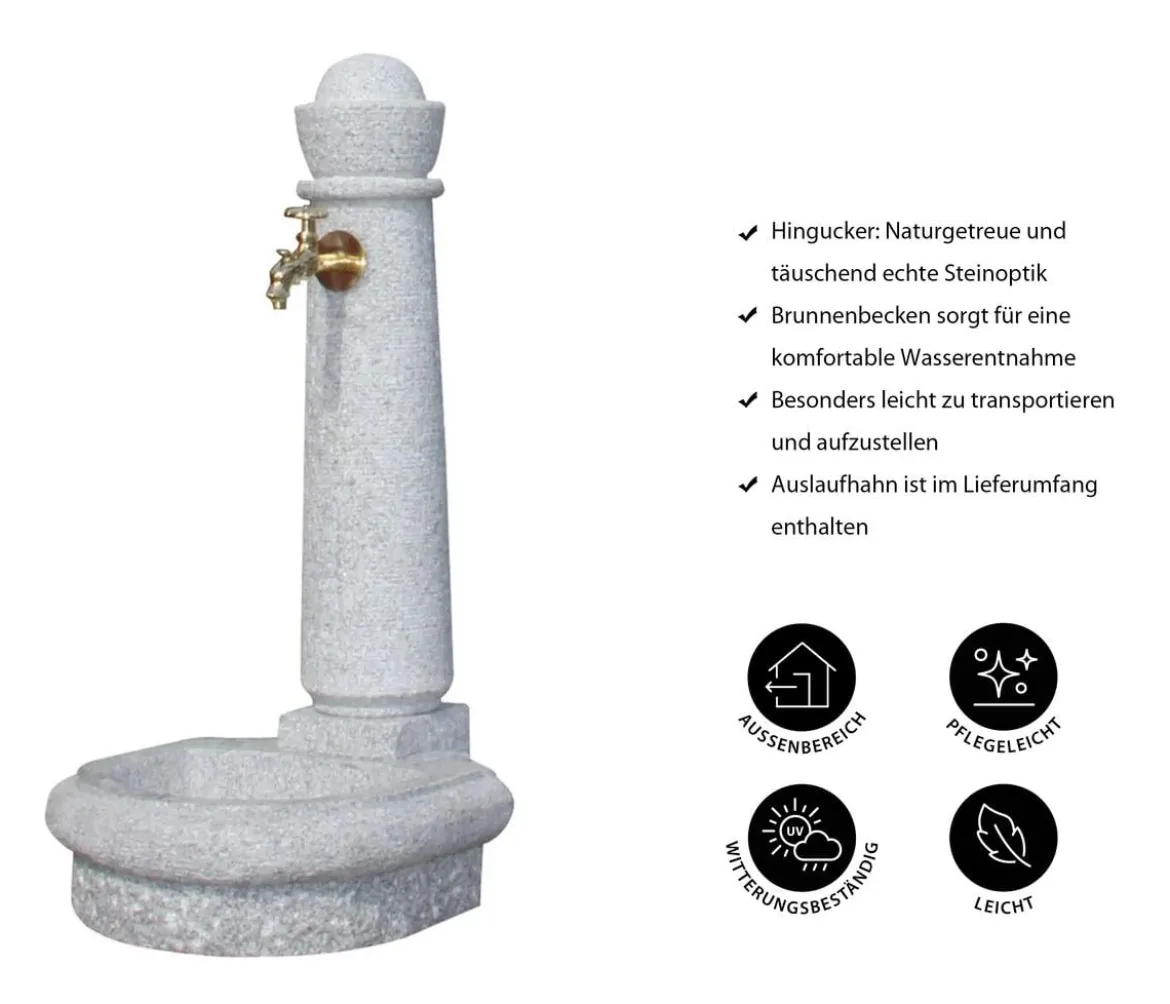 GARANTIA Kunststoff-Gartenbrunnen Venezia, 44 x 52 x 90 cm