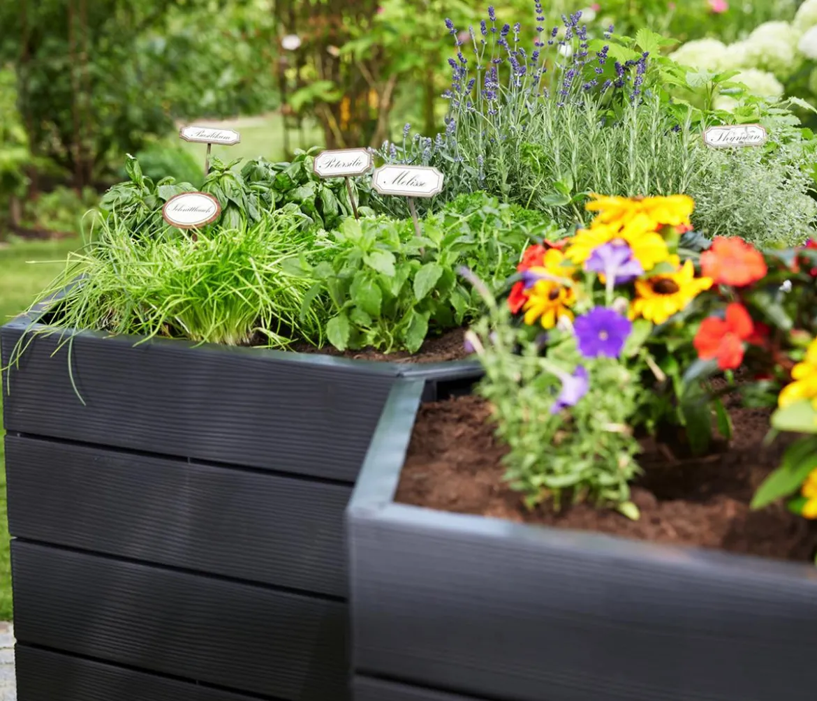 Garantia Kunststoff-Hochbeet Ergo Wood inkl. Wassersparsystem